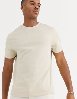 ASOS DESIGN - Beigefarbenes, schweres Bio-T-Shirt mit Rundhalsausschnitt