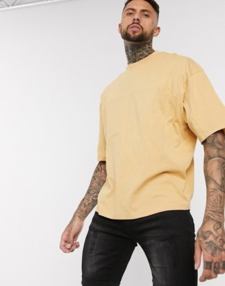 ASOS DESIGN - Beiges Oversize-T-Shirt mit Ziernaht