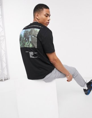 ASOS DESIGN - Calvin Harris - Lockeres T-Shirt mit Print auf Brust und Rücken-Schwarz