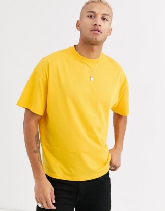 ASOS DESIGN - Gelbes, Oversize-T-Shirt mit Nahtdetails