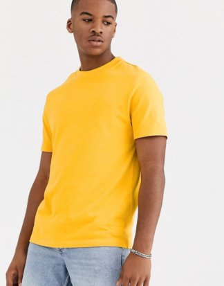 ASOS DESIGN - Gelbes, schweres Bio-T-Shirt mit Rundhalsausschnitt