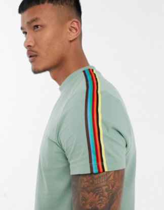 ASOS DESIGN - Grünes T-Shirt aus Bio-Baumwolle mit abgesetztem Zierband