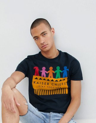 ASOS DESIGN - Kaiser Chiefs - T-Shirt-Navy
