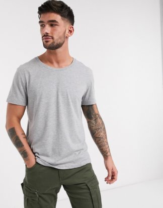 ASOS DESIGN - Kalkgraues T-Shirt mit U-Ausschnitt