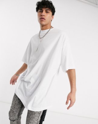 ASOS DESIGN - Langes, extremes Oversize-T-Shirt in Weiß