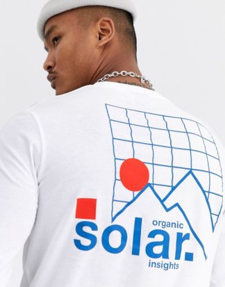 ASOS DESIGN - Langärmliges Shirt mit Solar-Rückenprint-Weiß