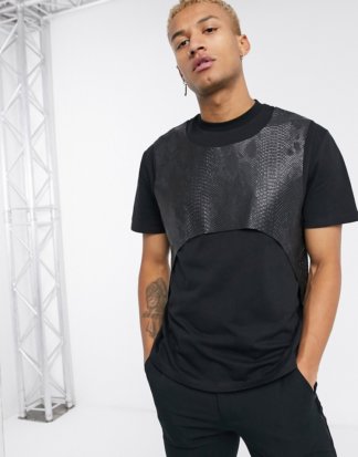 ASOS DESIGN - Legeres Festival-T-Shirt mit Harnisch-Detail in Schwarz