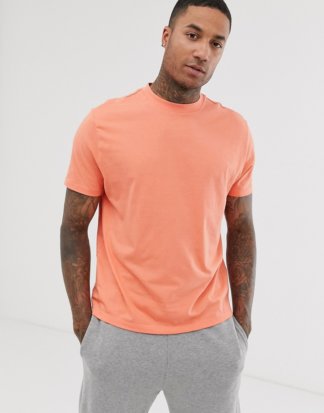 ASOS DESIGN - Legeres T-Shirt aus Bio-Baumwolle in Rosa mit Rundhalsausschnitt-Orange