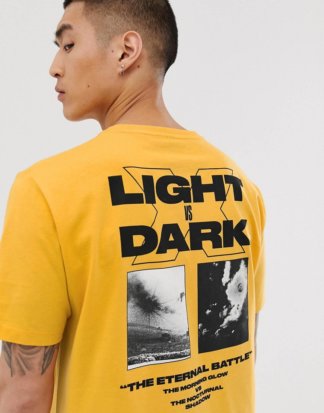 ASOS DESIGN - Lässiges T-Shirt mit großem Print auf der Rückseite-Orange