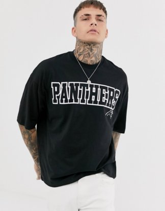 ASOS DESIGN - NFL Panther - Oversize-T-Shirt mit beidseitigem Print-Schwarz