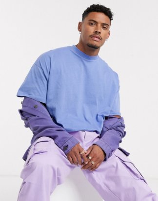 ASOS DESIGN - Oversize-T-Shirt mit Nahtdetails in Blau-Violett