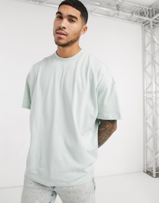 ASOS DESIGN - Oversized-T-Shirt in Blassgrün mit Rundhalsausschnitt-Blau