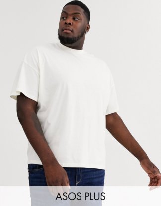 ASOS DESIGN Plus - Altweißes Oversize-T-Shirt mit Rundhalsausschnitt