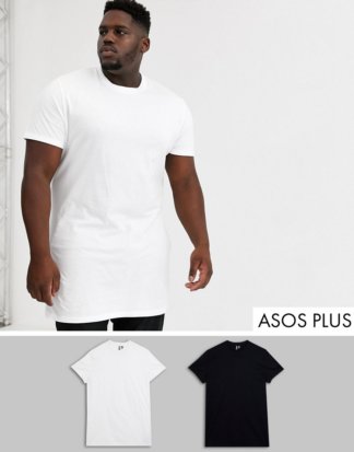 ASOS DESIGN Plus - Besonders lang geschnittene T-Shirts, SPECIAL OFFER: 2er-Pack-Mehrfarbig