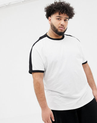 ASOS DESIGN Plus - Legeres T-Shirt mit abgesetztem Schultereinsatz in Weiß