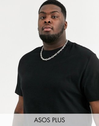ASOS DESIGN Plus - Locker geschnittenes T-Shirt aus Bio-Material in Schwarz mit Rundhalsausschnitt