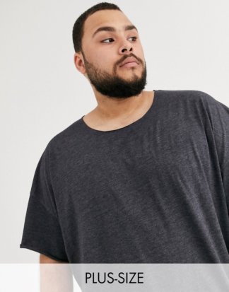 ASOS DESIGN Plus - Oversize-T-Shirt mit ungesäumtem Ausschnitt in Anthrazit meliert-Grau