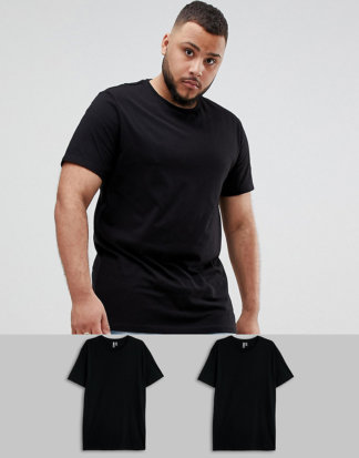 ASOS DESIGN Plus - T-Shirts aus Bio-Baumwolle mit Rundhalsausschnitt, SPECIAL OFFER: 2er-Pack-Schwarz