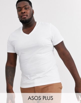 ASOS DESIGN Plus - Weißes T-Shirt mit V-Ausschnitt