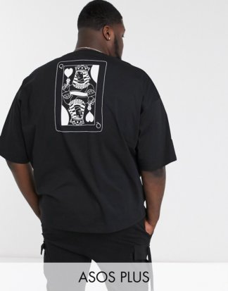 ASOS DESIGN Plus - Übergroßes T-Shirt mit großem Print-Schwarz