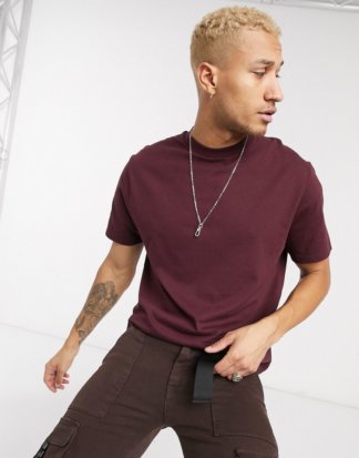 ASOS DESIGN - Rotes T-Shirt in legerer Passform mit Rundhalsausschnitt