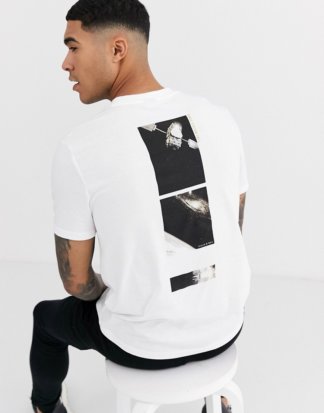 ASOS DESIGN - T-Shirt aus Bio-Baumwolle mit Print hinten-Weiß