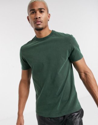 ASOS DESIGN - T-Shirt in grüner Acid-Waschung