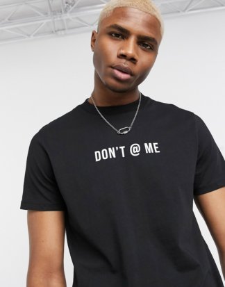 ASOS DESIGN - T-Shirt mit Aufdruck auf der Brust "Don't @ me"-Schwarz