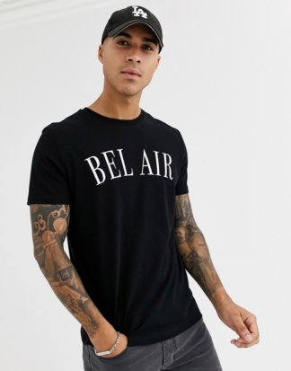 ASOS DESIGN - T-Shirt mit City-Schriftzug-Schwarz