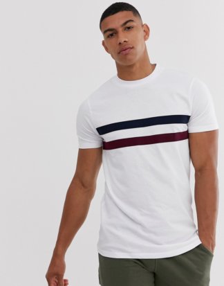 ASOS DESIGN - T-Shirt mit Kontrasteinsätzen in Weiß