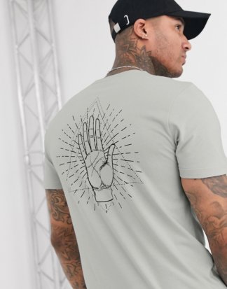 ASOS DESIGN - T-Shirt mit Palmenprint-Grau