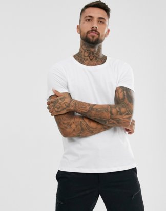 ASOS DESIGN - T-Shirt mit U-Ausschnitt in Weiß