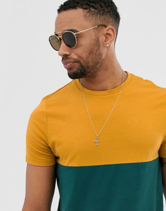 ASOS DESIGN Tall - Grünes T-Shirt aus Bio-Material mit kontrastierender Passe