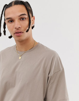 ASOS DESIGN Tall - Oversize-T-Shirt mit Rundhalsausschnitt-Beige