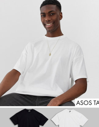 ASOS DESIGN Tall - Oversize-T-Shirts mit Rundhalsausschnitt, SPECIAL OFFER:2er-Pack-Mehrfarbig
