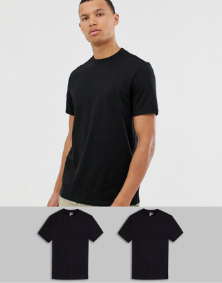 ASOS DESIGN Tall - T-Shirts aus Bio-Baumwolle mit Rundhalsausschnitt, SPECIAL OFFER: 2er-Pack-Schwarz