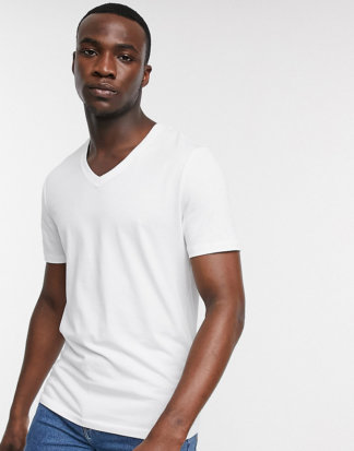 ASOS DESIGN Tall - Weißes T-Shirt mit V-Ausschnitt