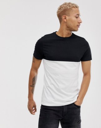 ASOS DESIGN - Weißes Bio-T-Shirt mit abgesetzter Passe