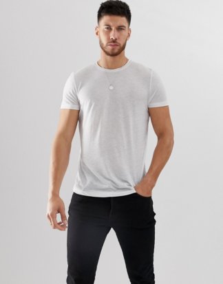 ASOS DESIGN - Weißes T-Shirt aus Leinenmix