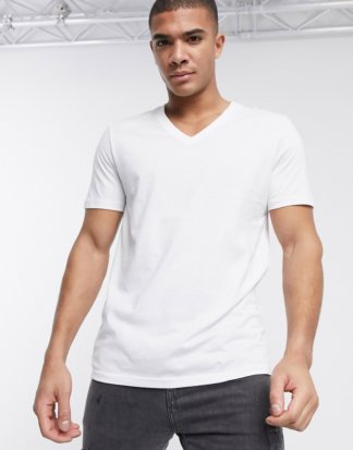 ASOS DESIGN - Weißes T-Shirt mit V-Ausschnitt