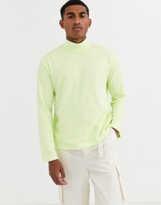 ASOS WHITE - Langärmliges, legeres Shirt in Neonfarbe mit Rollkragen-Grün