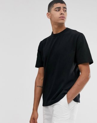 ASOS WHITE - Locker geschnittenes, schweres T-Shirt in Schwarz