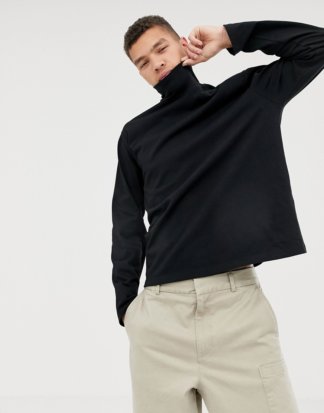 ASOS WHITE - Weites, langärmliges Shirt mit Rollkragen-Schwarz