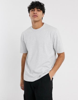 ASOS WHITE - Weiß meliertes, schweres T-Shirt mit lockerem Schnitt