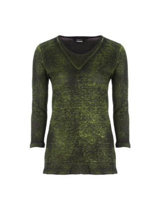 AVANT TOI Damen Leinen Shirt 3/4 Arm grün schwarz
