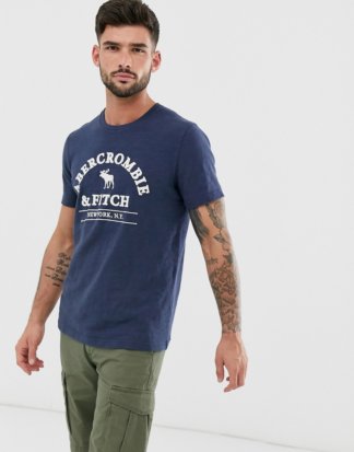 Abercrombie & Fitch - Funktions-T-Shirt mit erhabenem Logo in Marine-Navy