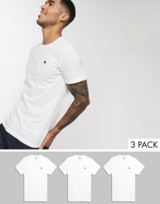 Abercrombie and Fitch - T-Shirt mit Rundhalsausschnitt im Multipack in Weiß