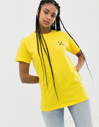 Adolescent Clothing - T-Shirt mit traurigem Gesicht-Gelb