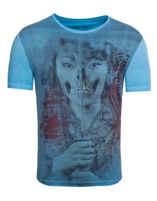 Akito Tanaka Print-Shirt "Geisha Skull" mit Fotodruck vorne