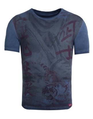 Akito Tanaka Print-Shirt "Samurai Fighter" mit Tiger Motiv